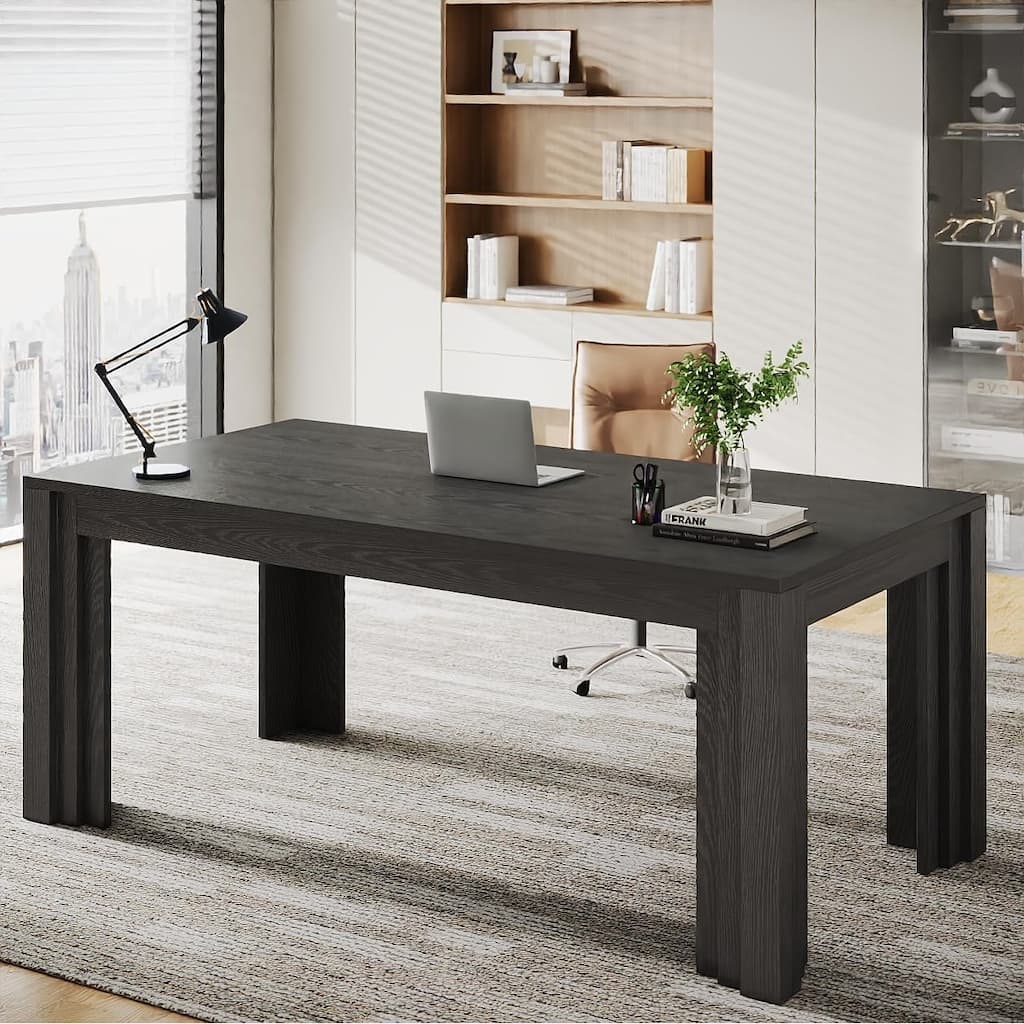 63-Inch Executive Desk, Large Home Office Computer Desk, Writing Table Business Workstation for Home Office, Conference Room