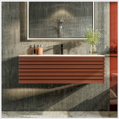 Eviva Dream 40" Terracotta Wall Mount SS Bath Vanity with Solid Surface Top
