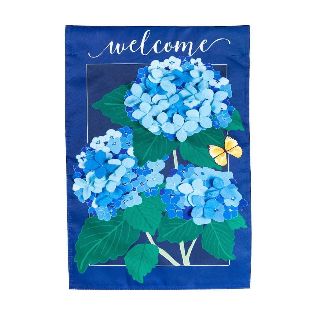 28 in. x 44 in. Hydrangea Blossoms House Applique Flag