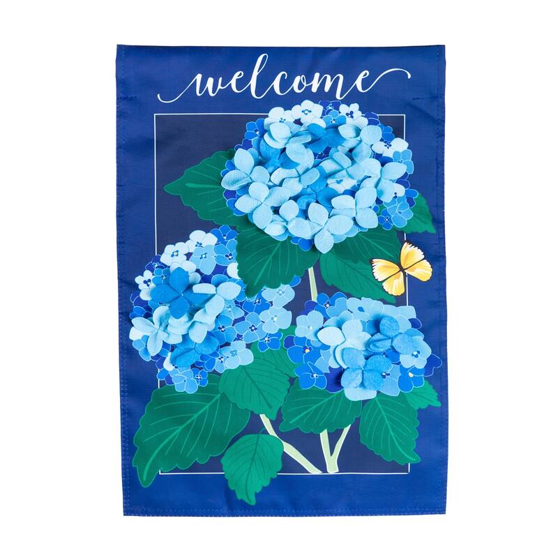 28 in. x 44 in. Hydrangea Blossoms House Applique Flag