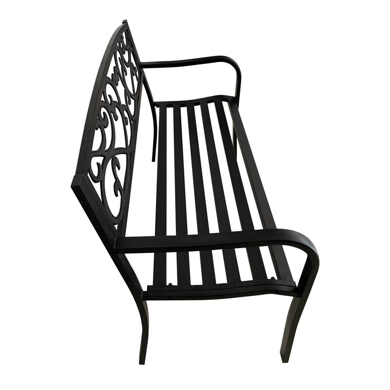 Outdoor Cast Iron Park Decorative Bench - 34.25" H x 50" W x 23.62" D