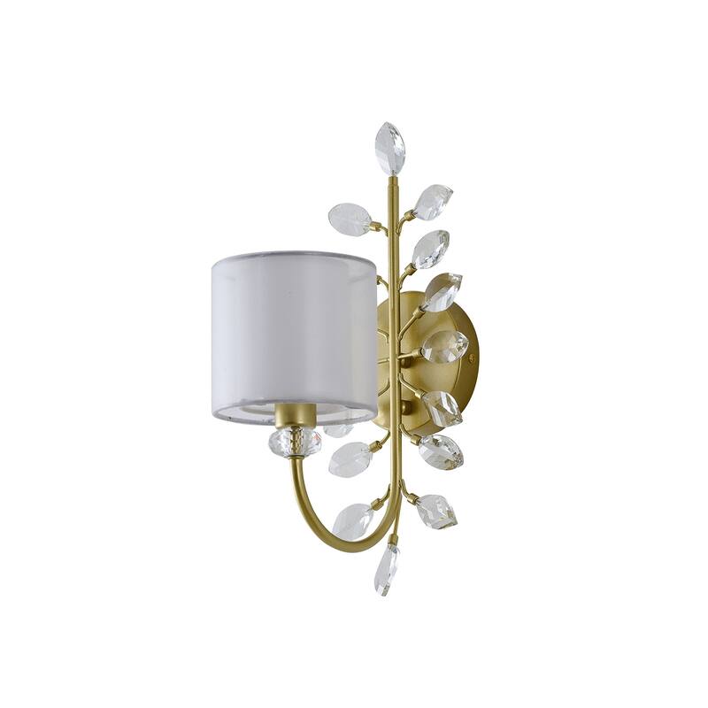 1-Light Aged Silver Wall Sconce With A Shade And Crystals