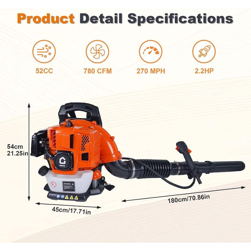 2-Cycle Engine Gas Backpack Leaf Blower with Ergonomic Harness System