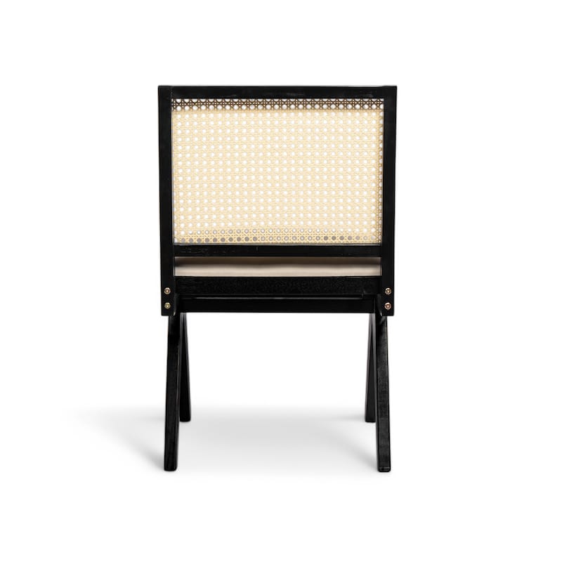 Roomfitters Upholstered Cane Back Dining Chair with Solid Wood Frame, Set of 2