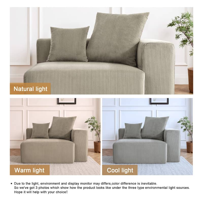 Corduroy Upholstered Modular Sectional Sofa with Ottoman