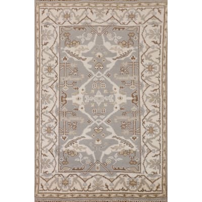 Transitional Oushak Oriental Area Rug Hand-Knotted Wool Carpet - 3'11"x 5'10"