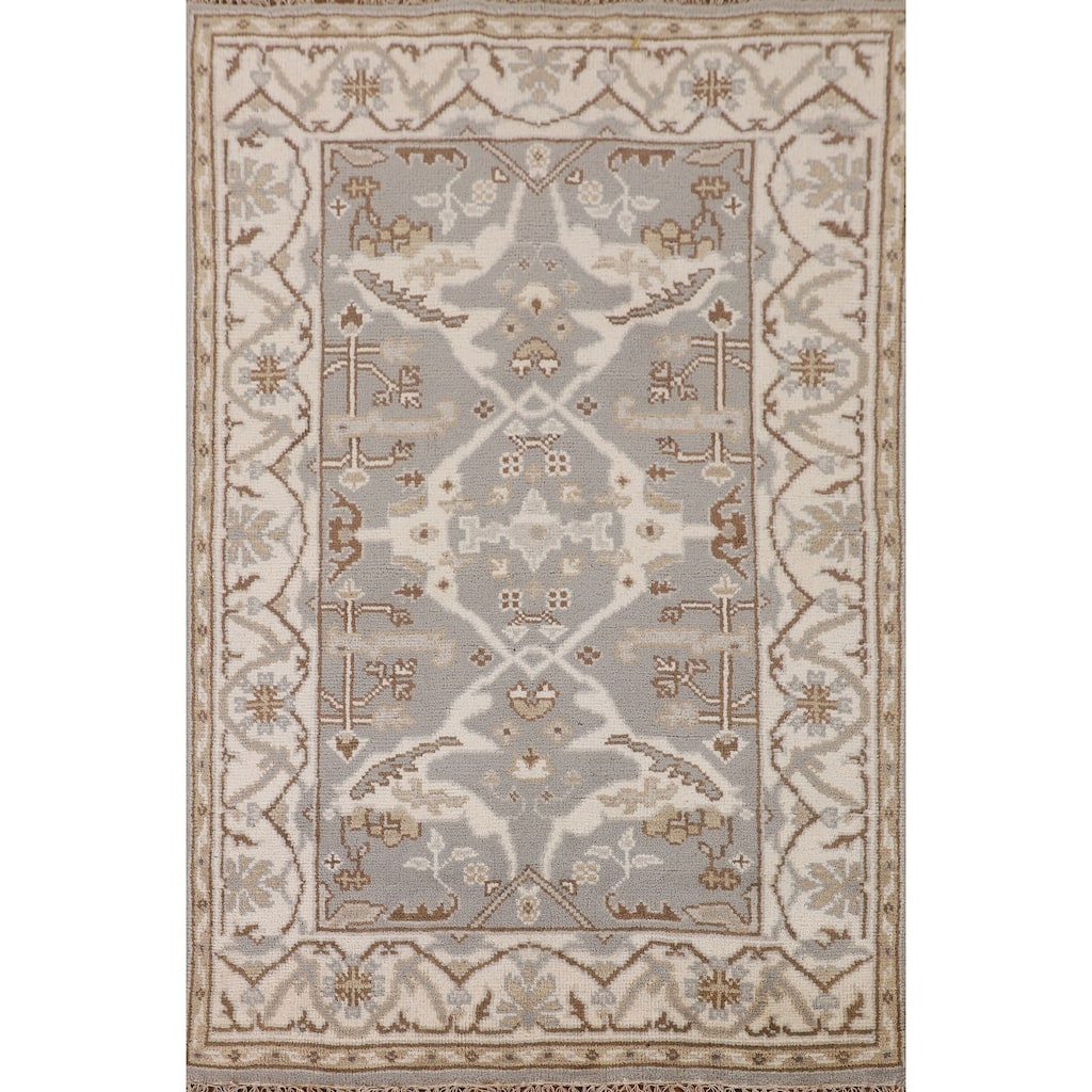 Transitional Oushak Oriental Area Rug Hand-Knotted Wool Carpet - 3'11"x 5'10"