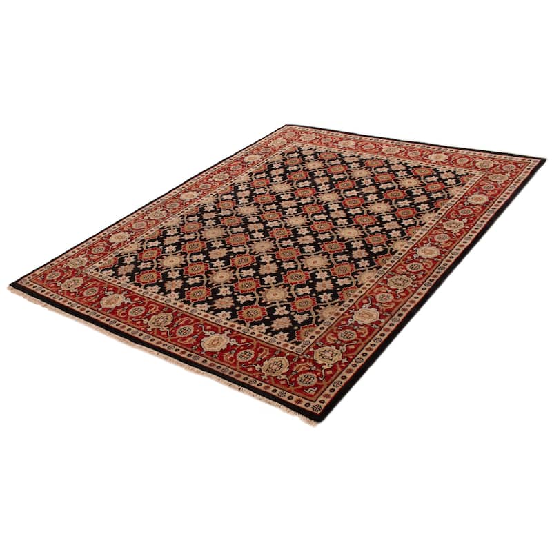 ECARPETGALLERY Hand-knotted Finest Agra Jaipur Black Wool Rug - 8'0 x 10'5