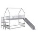preview thumbnail 12 of 10, Twin Size Metal Bunk Bed House Bed with Slide and Staircase, Silver