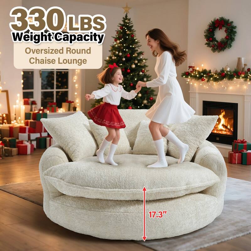 Rossetta Oversized Round Polyester Foam Chair with Pillows