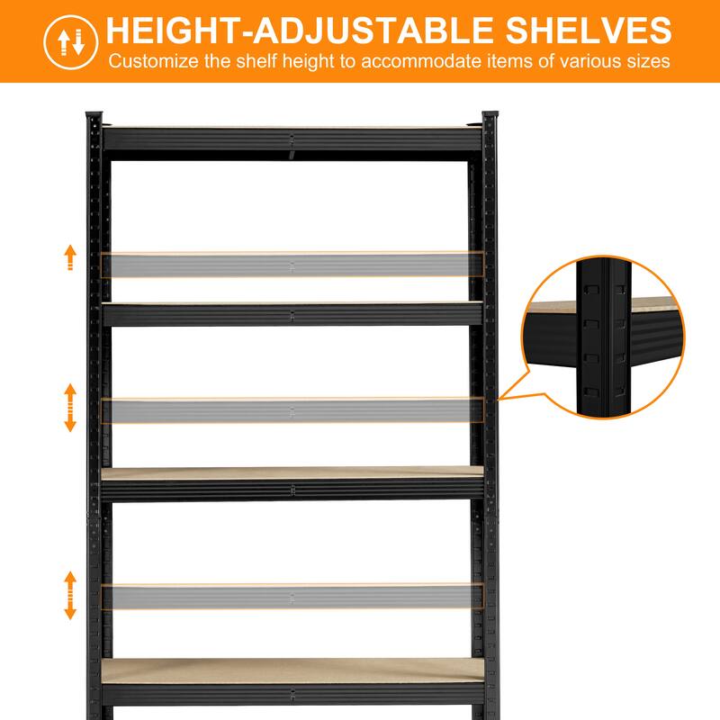 Yaheetech Adjustable 5-Tier Shelf Metal Storage Rack for Home/Office/Garage - 35.5″ L × 12″ W × 71″ H
