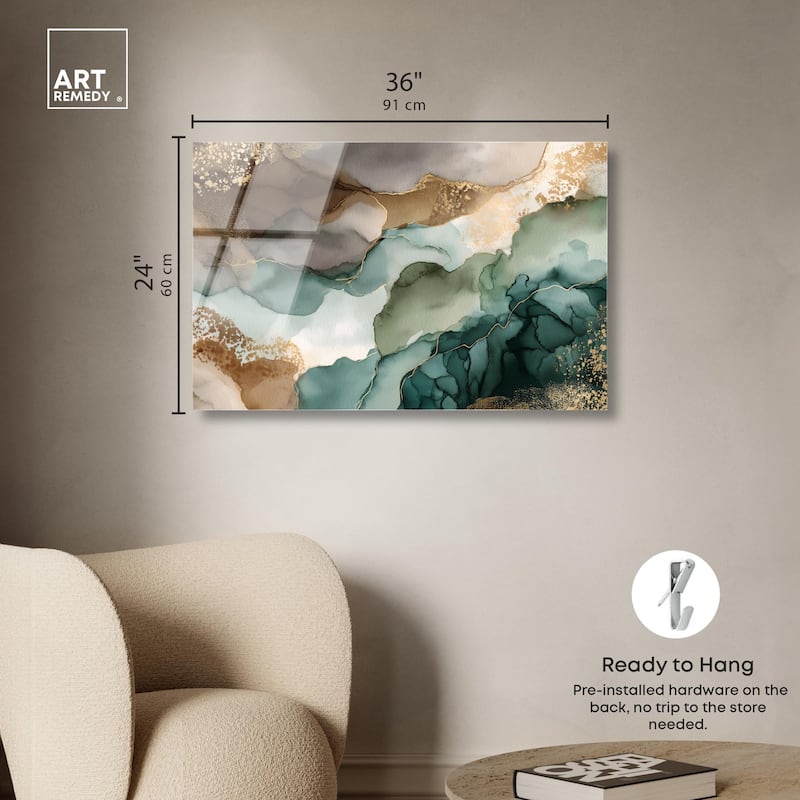 Golden Estuary I Acrylic by Art Remedy, Ready to Hang