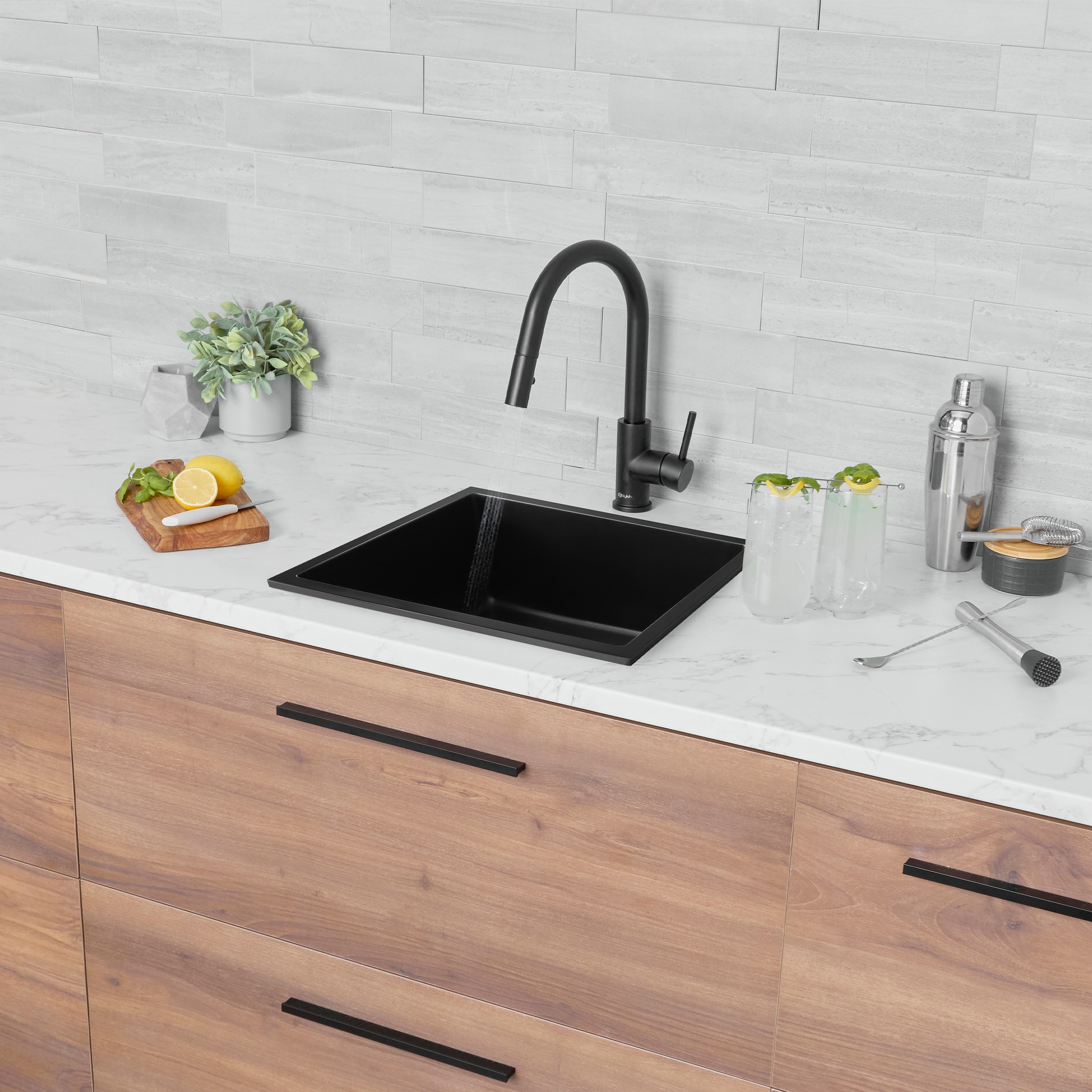 STYLISH 22 inch Composite Granite Dual Mount Kitchen Sink - 22" x 17.5" x 8.25"