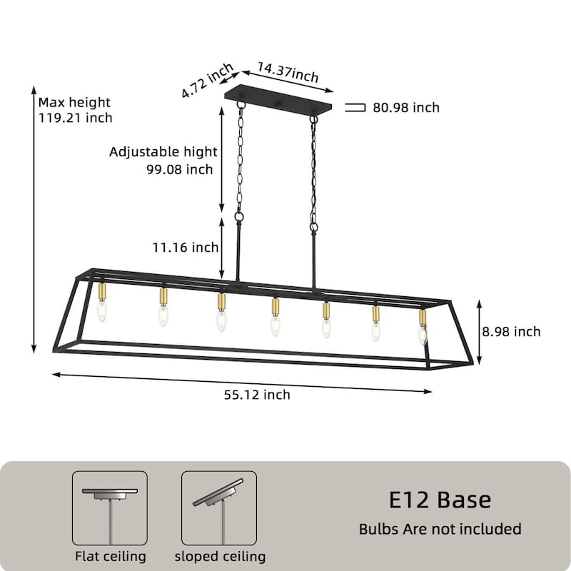 Acroma 7-light Large Modern Farmhouse Kitchen Island Lighting - 55''