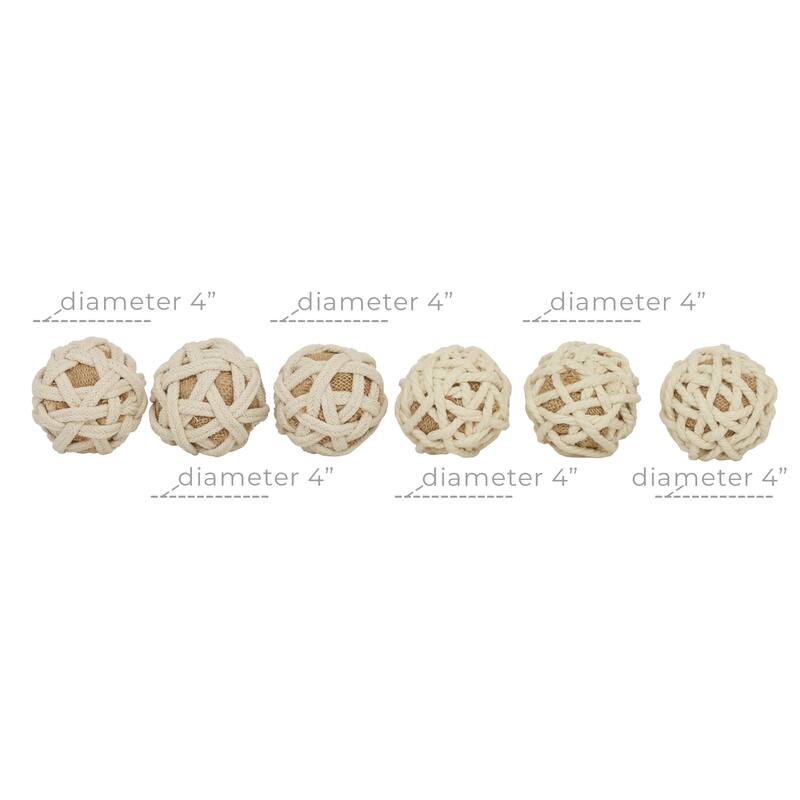 Brown Jute Rope Handmade Woven Decorative Ball Orbs & Vase Filler (Set of 6) - 4 x 4 x 12 Round