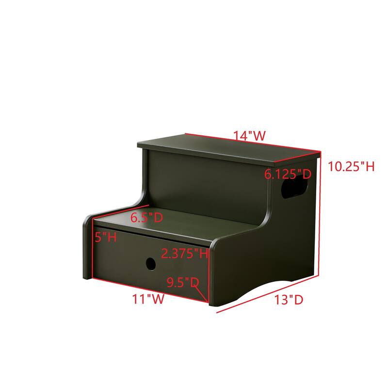 Lylia Collection MDF Wood 2-Step Kids Stool with Storage