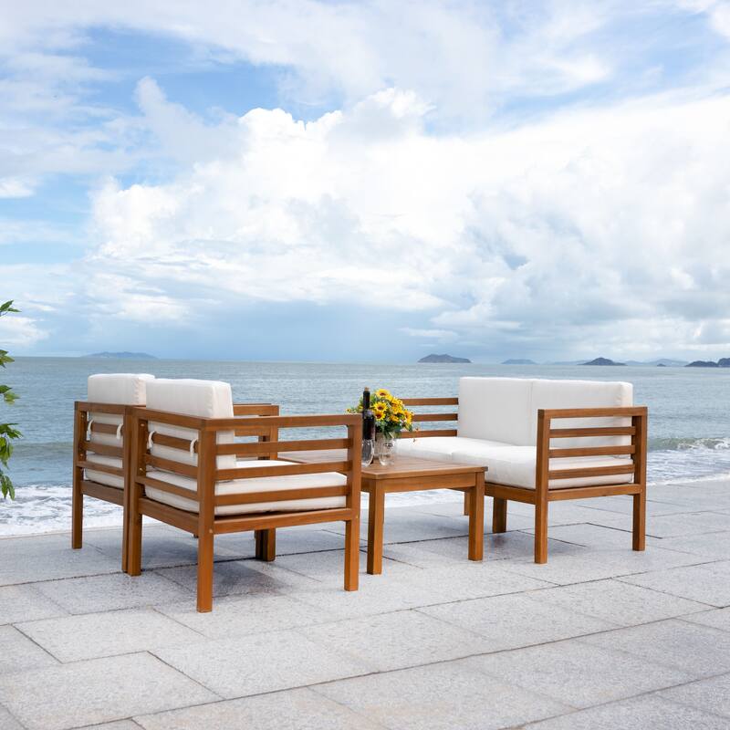 SAFAVIEH Outdoor Samira 4-Piece Outdoor Set - 26W x 26D x 49H