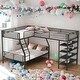 preview thumbnail 1 of 9, Twin over Full Size L-Shaped Metal Bunk Bed and Twin Size Loft Bed with Four Built-in Shelves,Space Saving,Black Black
