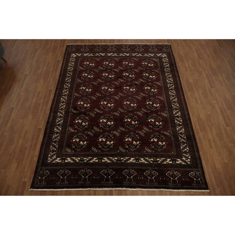 Hand Knotted Oriental 100% Wool Carpet Traditional All-Over Red Turkoman Area Rug - 12' 3'' X 9' 0''