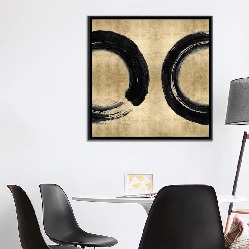 iCanvas "Black Zen Circle on Gold II" by Ellie Roberts Framed Canvas Print
