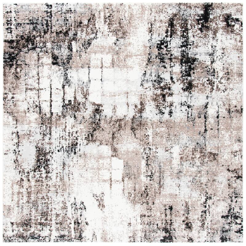 SAFAVIEH Lilypond Marleen Modern Polyester Rug - 6'7" Square - Ivory/Grey