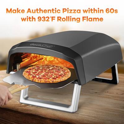 Propane Pizza Oven, Outdoor Ovens with 13 inch Pizza Stone, Portable Gas Pizza Oven with Foldable Legs