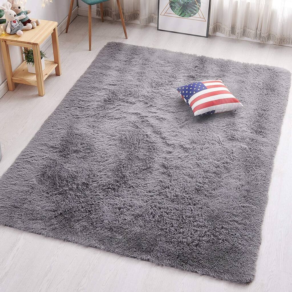 Extra Large Fluffy Shag Area Rug,8X10,Plush Shaggy Rugs For Living Room Bedroom,Fuzzy Rugs For Teen'S Kids Room,Grey