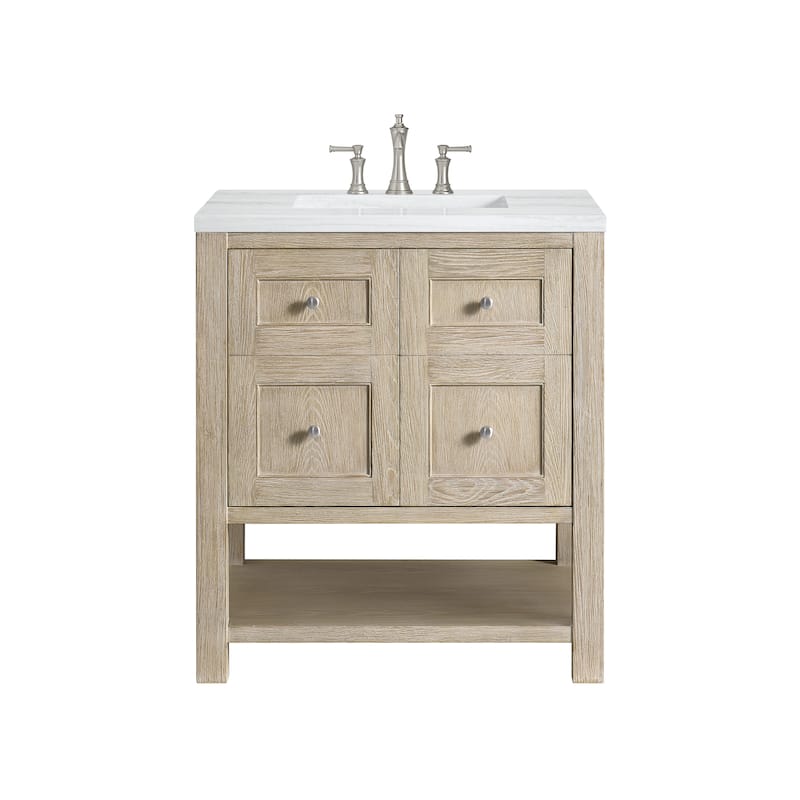 James Martin Vanities Breckenridge 30" Single Vanity, Whitewashed Oak - Arctic Fall