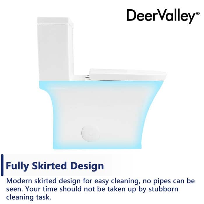 DeerValley One Piece Toilet For Bathroom, Dual Flush Modern Toilet, 12'' Rough-In Toilet with Comfort Seat Height - N/A