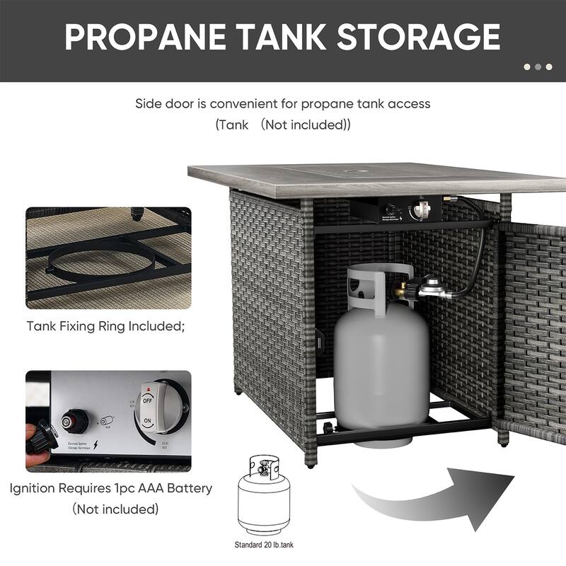 2 Swivel Chair 2 Club Chair with Fire Table Grey-Grey - Grey