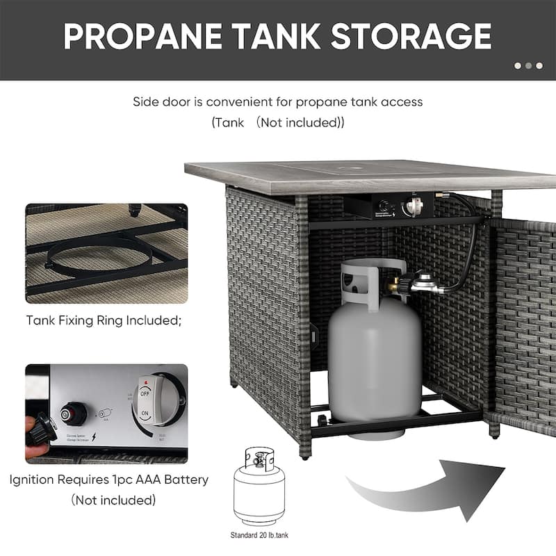 Fire Pit Table with Outdoor Patio Chairs Grey-Blue - Grey