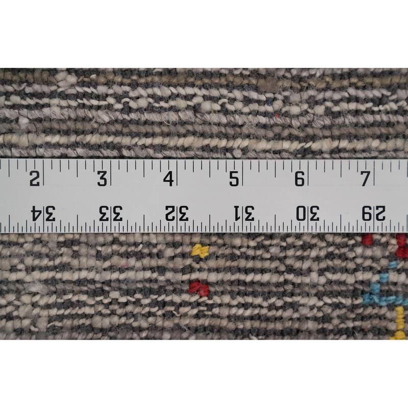 Hand Knotted Oriental Viscose Silk Carpet Tribal Animal Pictorial Greys & Charcoal Gabbeh Area Rug - 11' 8'' X 5' 0''