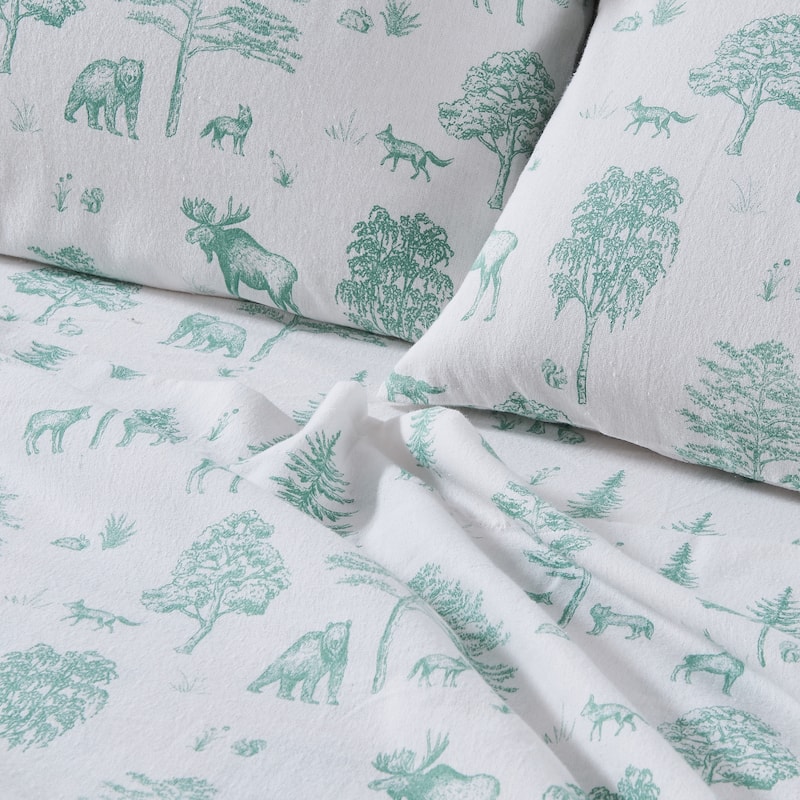 Linery & Co. Ultra-Soft Turkish Cotton Flannel Christmas Print Sheet Set