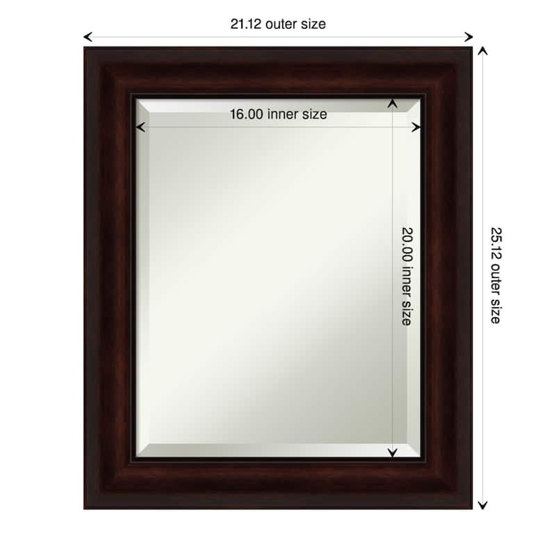 Beveled Wall Mirror - Coffee Bean Brown Frame - Coffee Bean Brown - 21 x 25-inch