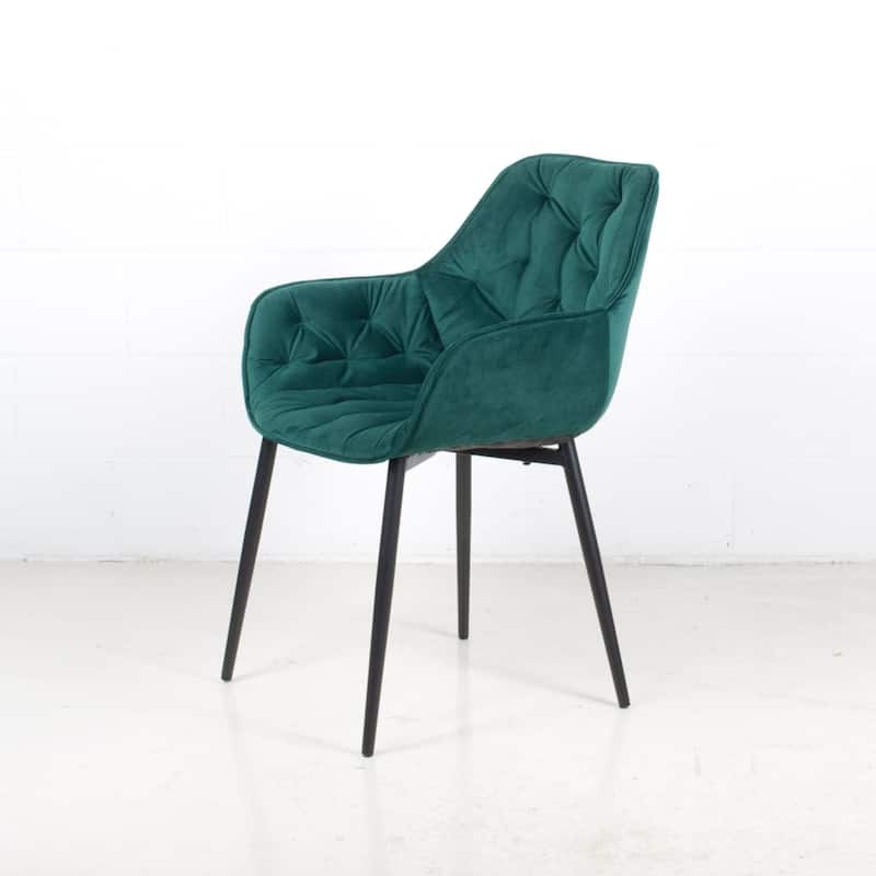 (Set of 2) Marcela Scandinavian Tufted Velvet & Metal Accent Arm Chair