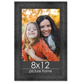 8x12 Distressed/Aged Black Wood Picture Frame - UV Acrylic, Foam Board ...