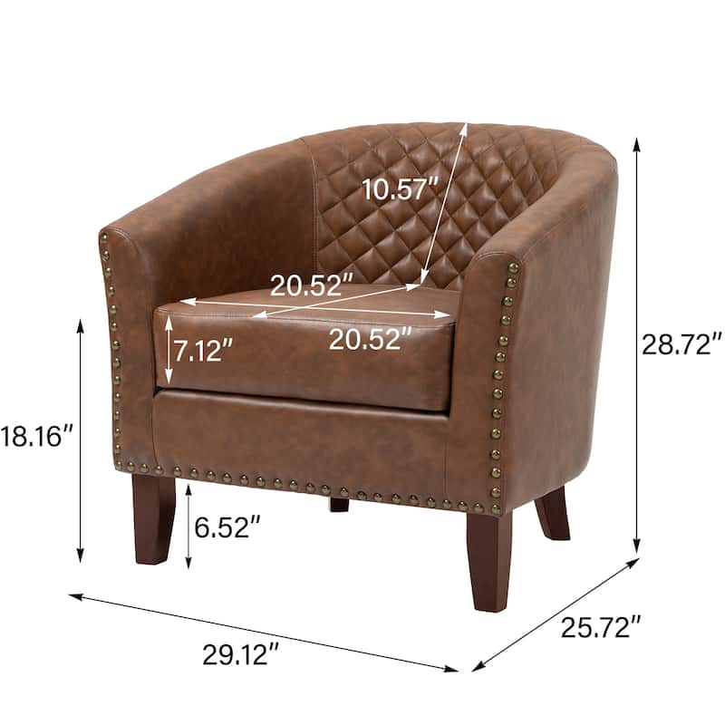 Faux Leather Barrel Accent Chair