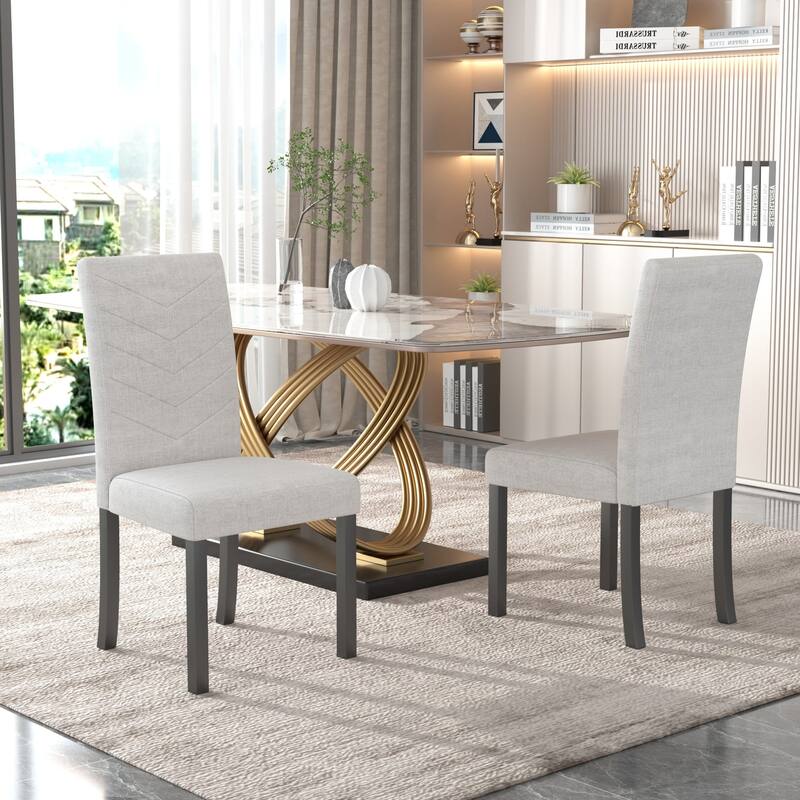 VECELO 5-piece Dining Set, Round Dining Table Set with Upholstered Parsons Dining Chairs for Small Space