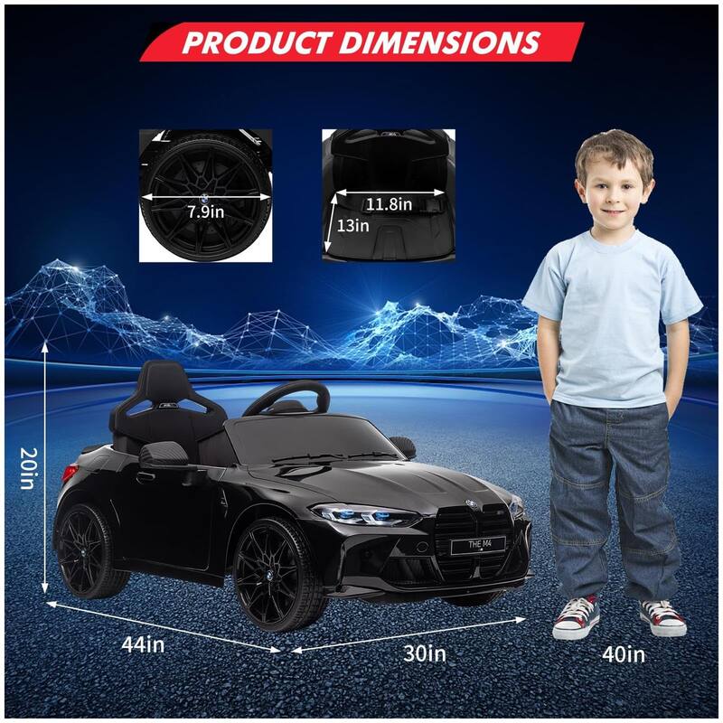 12V Ride On Toy Car for Kids with Remote Control and LED Light