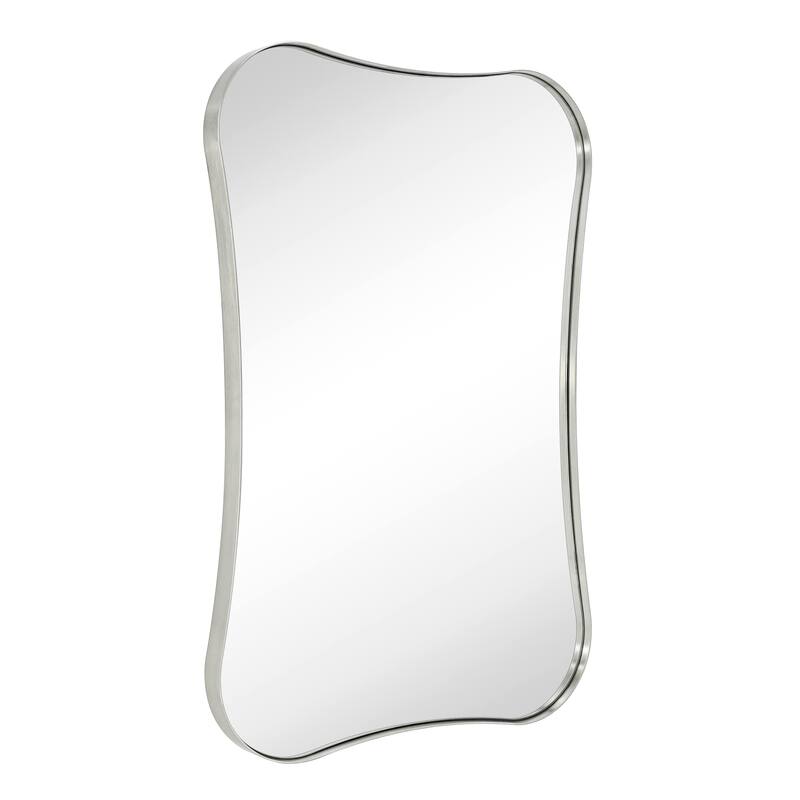 TEHOME Toini Asymmetrical Metal Wall Mirror - 20'' x 30'' - Brushed Nickel