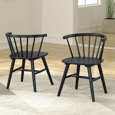 Furniture of America Galgary Mid-Century Modern Rounded Spindle Back Wood Dining Chairs (Set of 2)