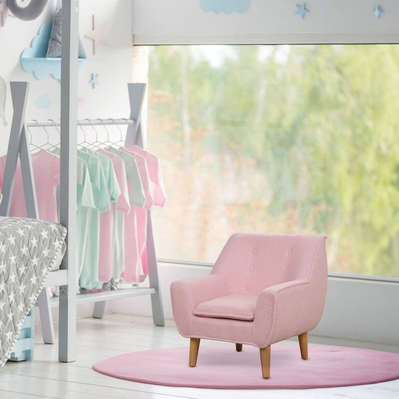 Pink Teddy Club Kids Arm Chair with Foam Seat and Soft Cozy Fabric