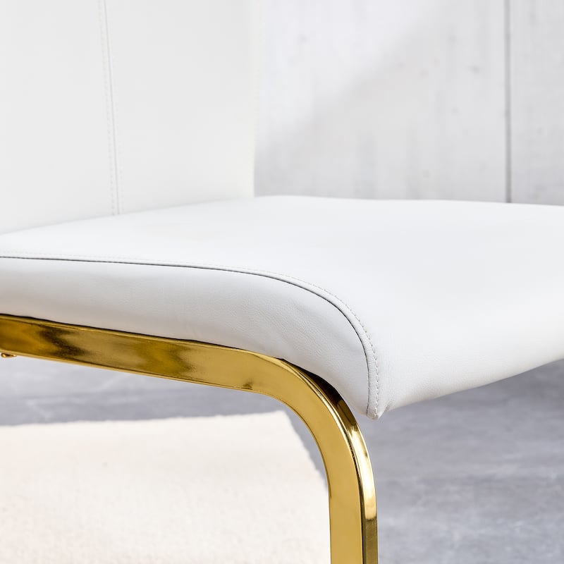 Modern Dining Chairs with Golden C-shaped Tube Metal Legs
