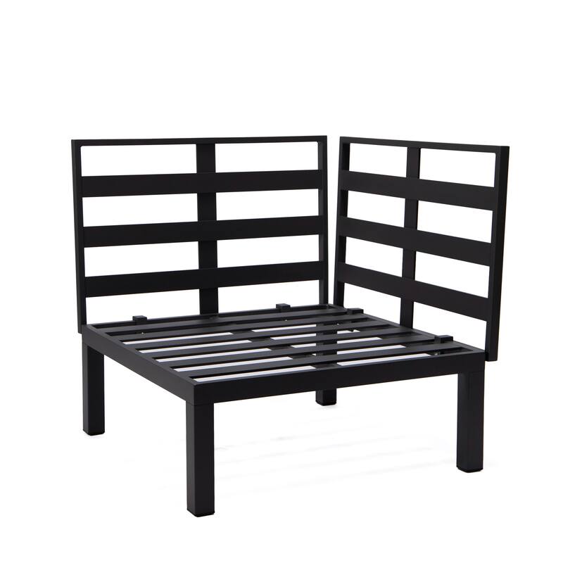 LeisureMod Hamilton 2-Piece Modern Corner Lounge Chair Loveseat - Polyester Upholstered Sofa for Patio Garden Porch Backyard