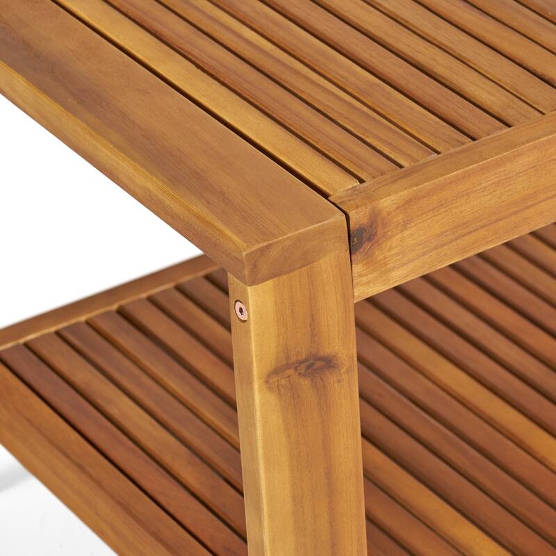 Roomfitters Outdoor Loveseat and Coffee Table Set, Acacia Wood Patio Furniture with Cushions