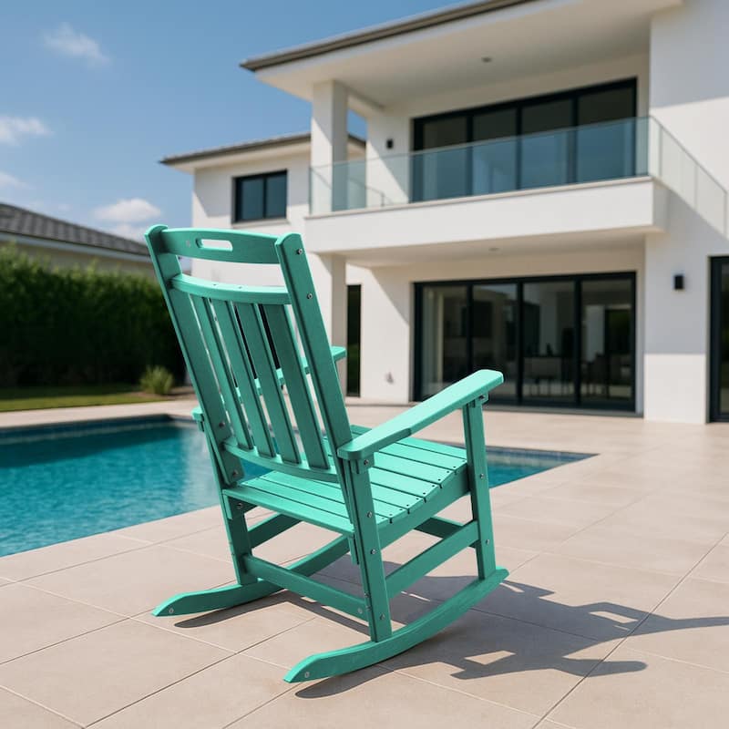 HDPE All-Weather Outdoor Rocking Chair, Porch Deck Rocker