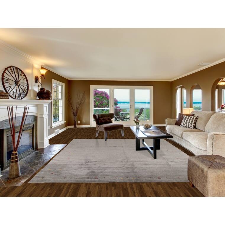 Tribal Gabbeh Indian Rug Hand-Knotted Wool Carpet - 9'1"x 11'6"