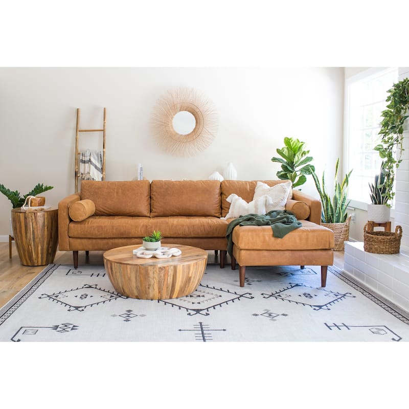 Poly & Bark Napa 104.5" Right-facing Sectional Sofa - Full Grain Genuine Italian Leather