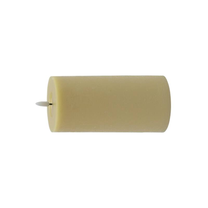 Battery Operated 3D Flame Large LED Pillar Candles - 8" - Champagne