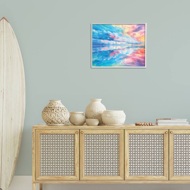 Stupell Prismatic Rainbow Sunset Framed Giclee Art Design By Michael Ward